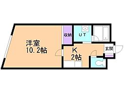 ルミエール美原 1Kの間取図画像