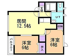 ハイセレールラディ 2LDKの間取図画像