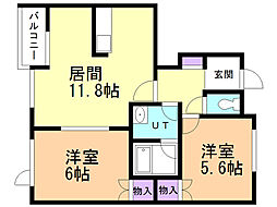 コンフォート日吉 2LDKの間取図画像