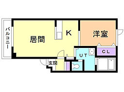 マンション・ティファニー 1LDKの間取図画像