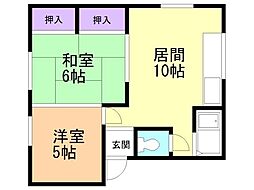 ハイツ藤本2 2LDKの間取図画像