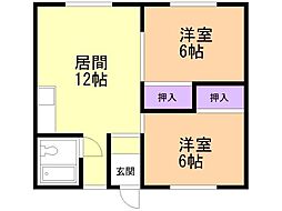 宮原アパート 2LDKの間取図画像