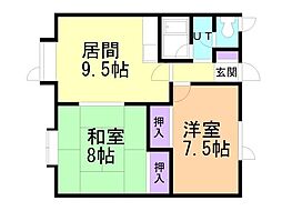 コーポ昴 2DKの間取図画像