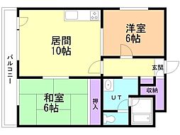 パレス柏木 2DKの間取図画像