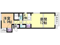 ダイワパレス富岡 1LDKの間取図画像