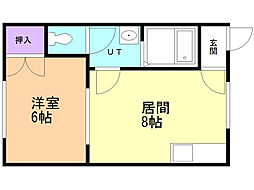 グランディール昭和 1LDKの間取図画像