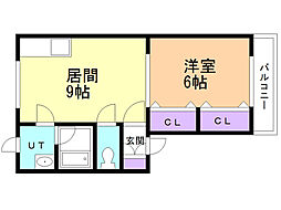 ファンシーK 1LDKの間取図画像