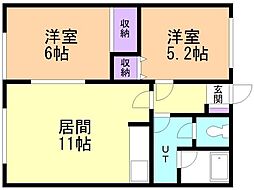 ハッピーハイツ 2LDKの間取図画像