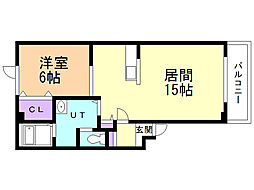 マンション・ティファニー 1LDKの間取図画像