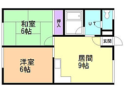 タジマハイツ第5 2LDKの間取図画像