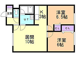 メゾンストリーム 2LDKの間取図画像