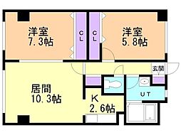 レジデンスコウエイ 2LDKの間取図画像