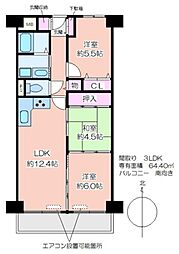 ファミール阿波座 3LDKの間取図画像