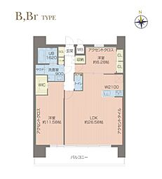 プレジオ北浜 2LDKの間取図画像