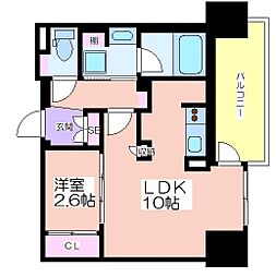 コンフォリア・リヴ本町WEST 1LDKの間取図画像