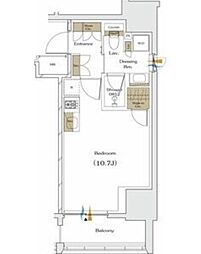 ザ・パークハビオ谷町六丁目クロス ワンルームの間取図画像