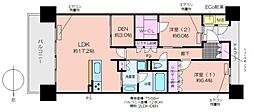 阿波座ライズタワーズマーク20 2LDKの間取図画像