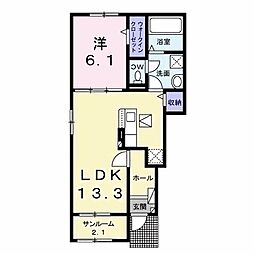 ルパルク II 1LDKの間取図画像