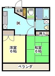 メッセムラカミ 2DKの間取図画像
