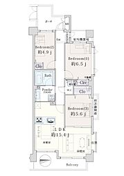パークサイドヒルズ宮前平 3LDKの間取図画像