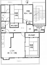 厚木ニューシティ森の里くすのき台団地28-4号棟 3LDKの間取図画像