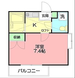 アヴェニール本厚木 1Kの間取図画像