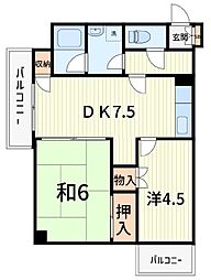ホームズアオト 2DKの間取図画像