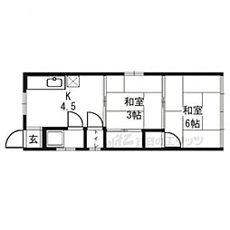 大橋マンション 2Kの間取図画像