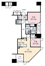 ブランズタワー大阪本町 2LDKの間取図画像