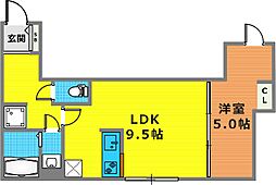RJcasa桜新町 1LDKの間取図画像