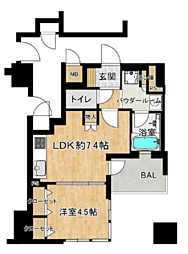 プレサンスロジェ心斎橋 1LDKの間取図画像