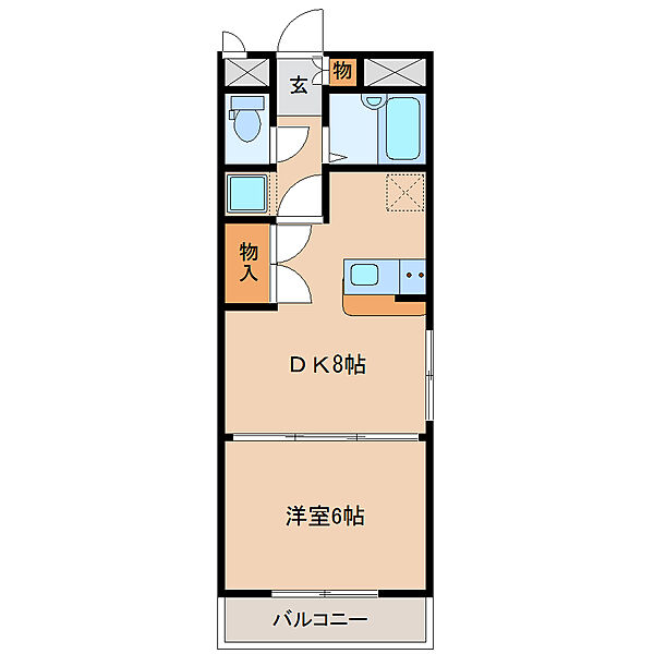 画像2:１ＤＫ・３２．６７平米・南向き