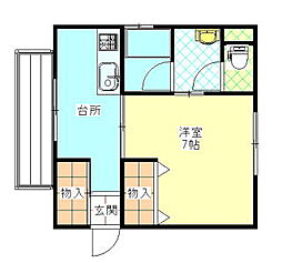 グランドアバンダンス2 1Kの間取図画像