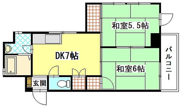 輪光ビル ｜広島県広島市南区宇品西4丁目(賃貸アパート2DK・3階・41.73㎡)の写真 その2