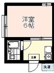 ホワイトパレスB 1階1Kの間取り