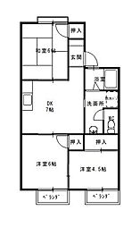 グリーンハイツ上尾 3DKの間取図画像