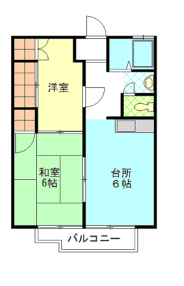 サンコーポ清水 202｜岡山県岡山市中区清水1丁目(賃貸アパート2DK・2階・39.60㎡)の写真 その2