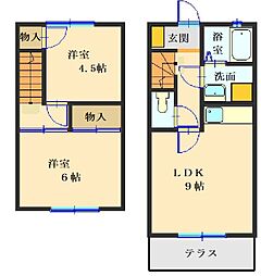 スクエアパークアパートメント1 2DKの間取図画像