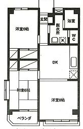 グリーンヒルズ石川1 3DKの間取図画像