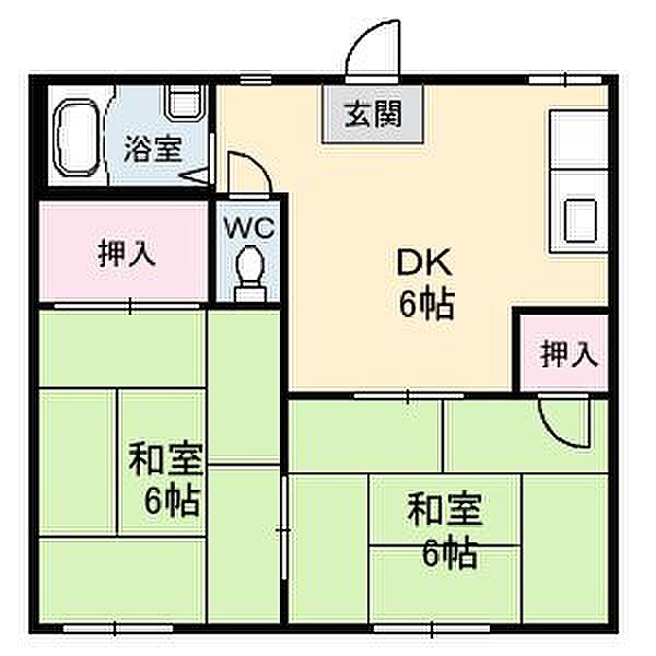 広島県福山市川口町２丁目(賃貸アパート2DK・2階・36.00㎡)の写真 その3