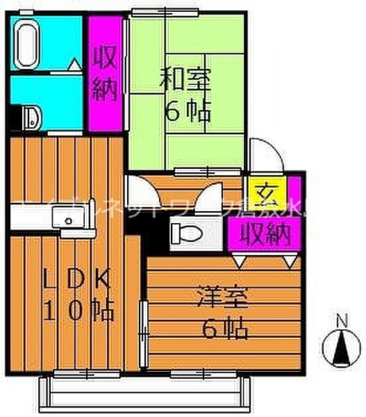 ビアン連島　Ｄ棟 ｜岡山県倉敷市連島町鶴新田(賃貸アパート2LDK・2階・52.29㎡)の写真 その2