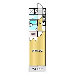 リバーサイドパレス 1Kの間取図画像