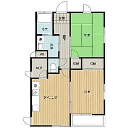 コーポCITY・2WEST 2DKの間取図画像