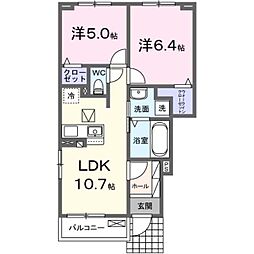 オフショアIV 1階2LDKの間取り