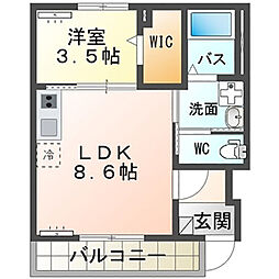 グランバレーII 1LDKの間取図画像