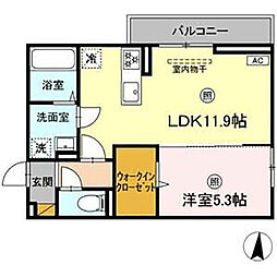 アウローラ（東真鍋） 3階1LDKの間取り