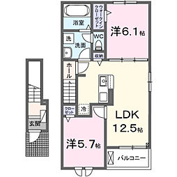 ラーベ 2階2LDKの間取り
