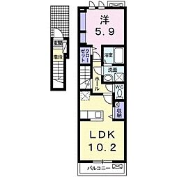 サンマリー　II 2階1LDKの間取り