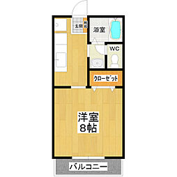 サンライフ中島A 1Kの間取図画像