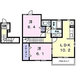 ドゥメゾンC 2LDKの間取図画像